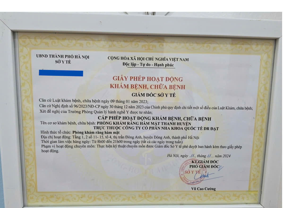 Giấy phép hoạt động Khám chữa bệnh